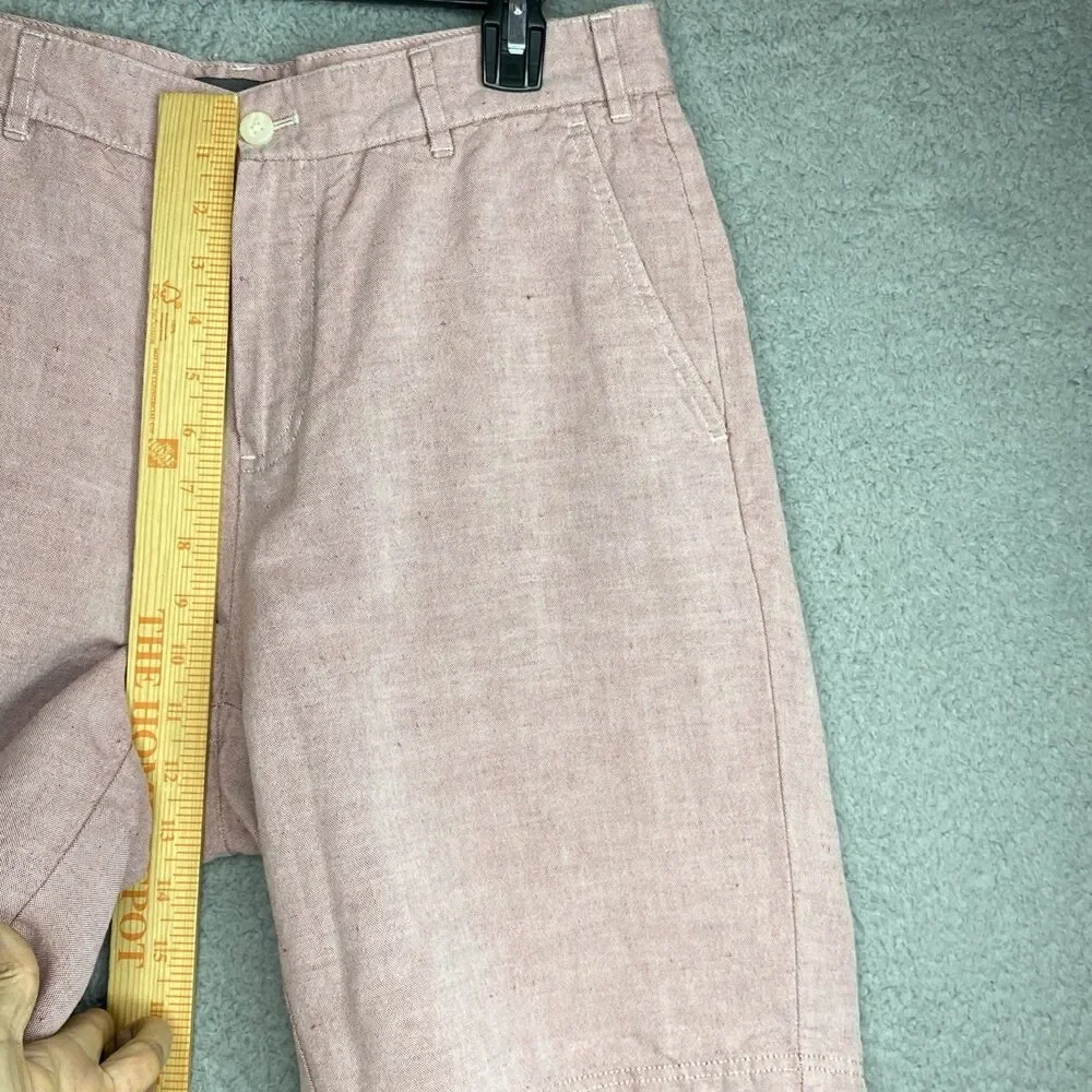J. Hilburn Oxford Linen Cotton Blend Red Tailored Fit Shorts Mens Size 32x9